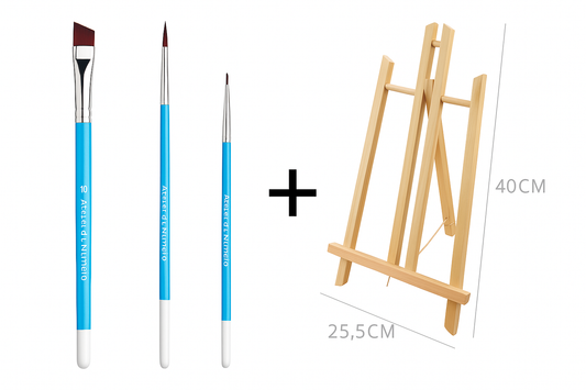 OFFRE : 3 PINCEAUX  PRO + CHEVALET