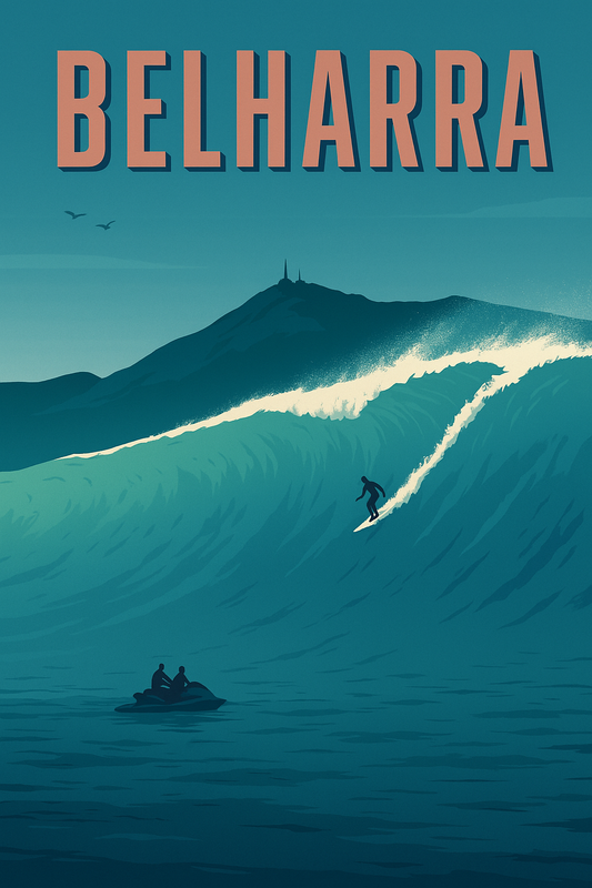 Peinture à numéro Belharra représentant une vague mythique avec un surfeur en action