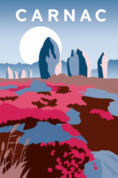 Peinture à numéro Carnac représentant les alignements de menhirs dans un paysage breton