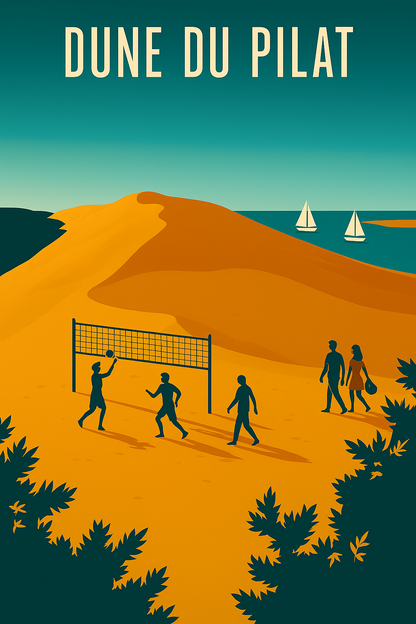 Peinture à numéro Dune du Pilat représentant le sable doré face à l’océan et aux voiliers