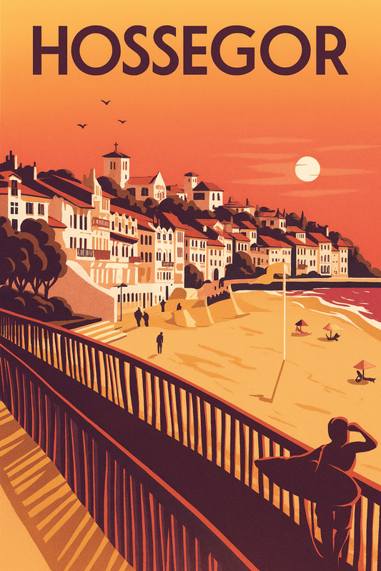 Peinture à numéro Hossegor représentant la plage et la promenade au coucher du soleil