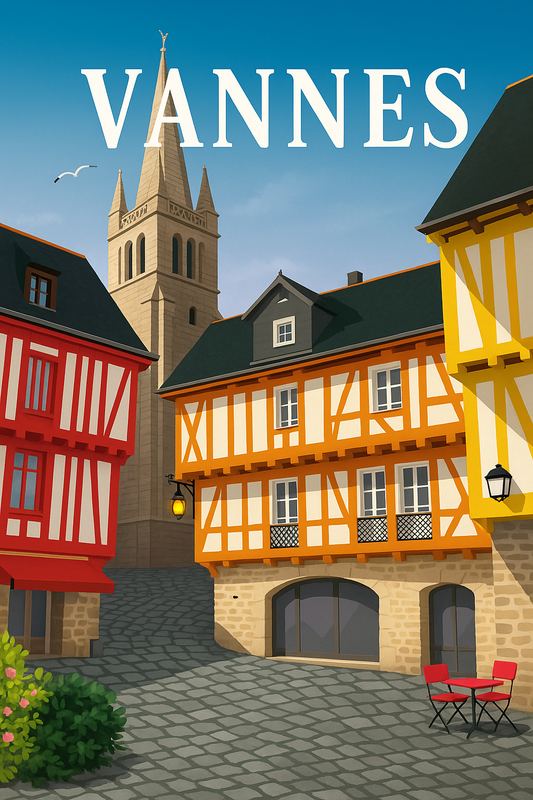 Peinture à numéro Vannes représentant des maisons à colombages dans le centre historique